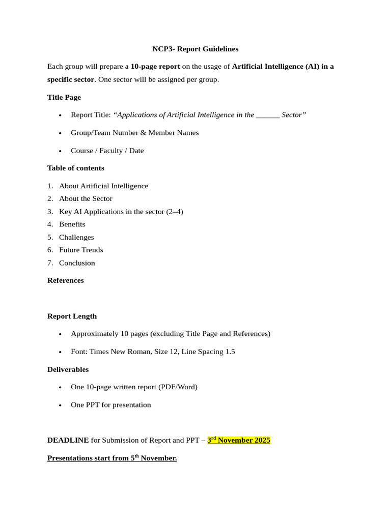 NCP3 Report Guidelines | PDF