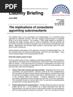 Liability Briefing: The Implications of Consultants Appointing Subconsultants