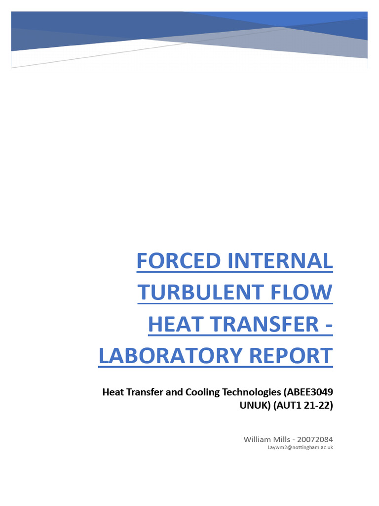 William Mills-20072084 Heat Transfer Lab-1 | PDF | Heat Transfer | Quantity