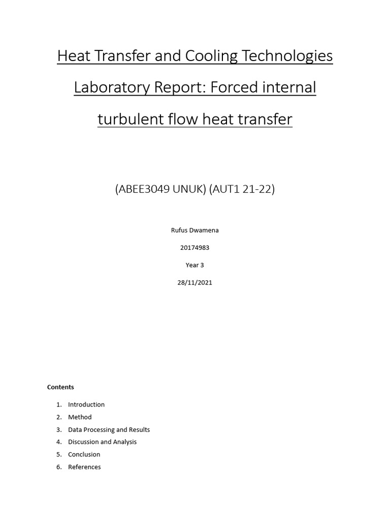 Forced Convection Heat Transfer Analysis | PDF | Fluid Dynamics | Heat ...