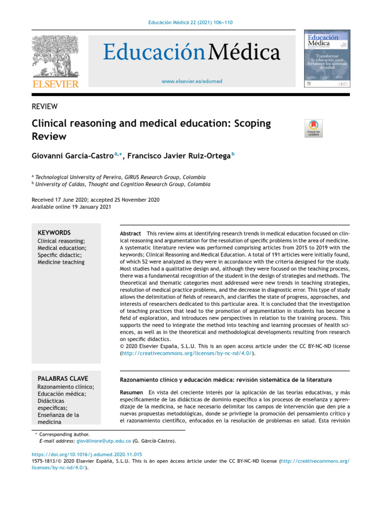 Clinical Reasoning in Medical Education | PDF | Reason | Medical Diagnosis