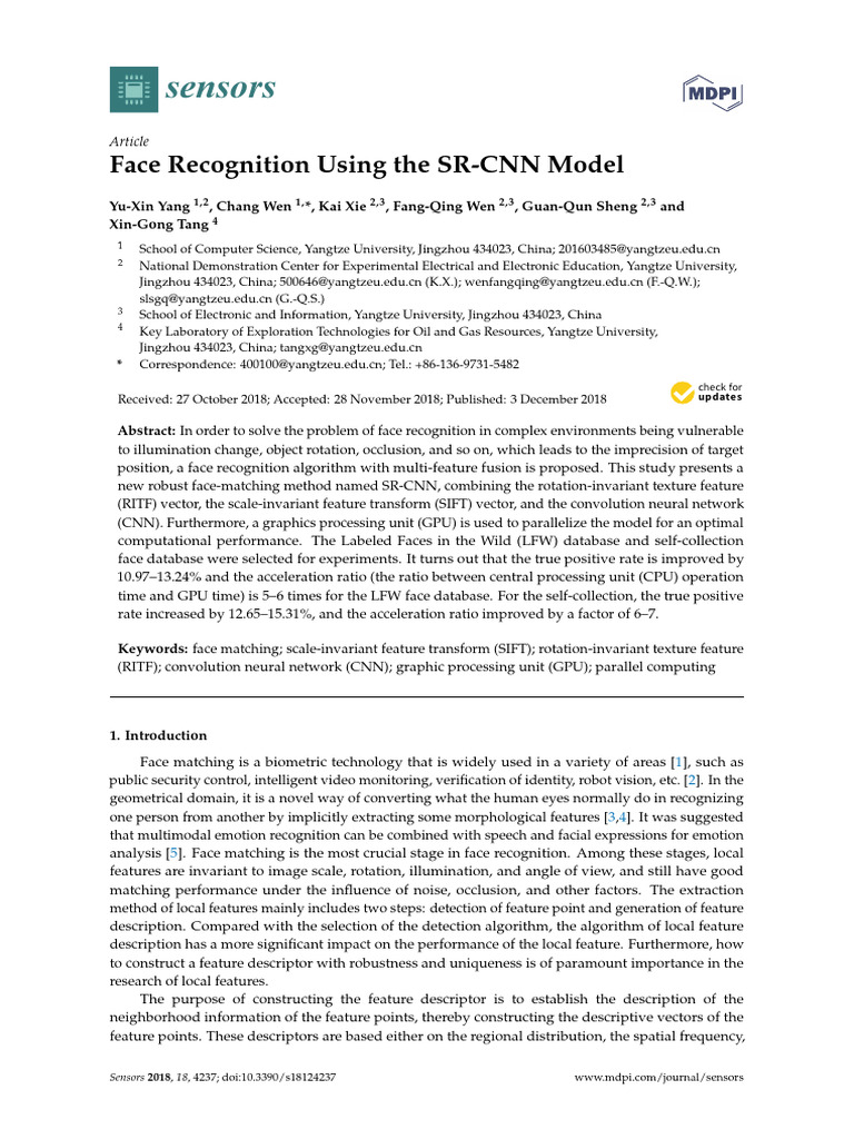 SR-CNN Model for Robust Face Recognition | PDF | Algorithms | Computer ...