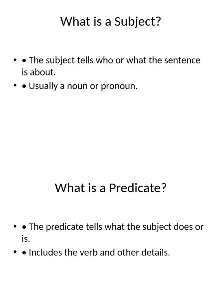 Understanding Subjects and Predicates | PDF