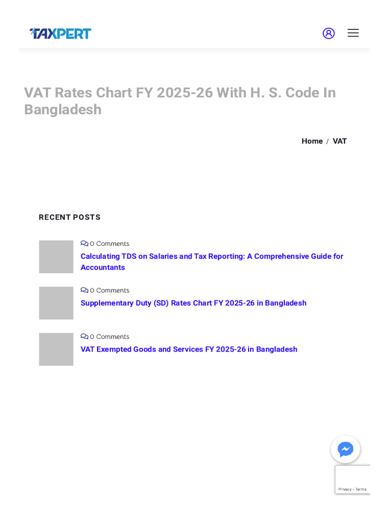 VAT Rates Chart FY 2025-26 With H. S. Code in Bangladesh | PDF | Value ...
