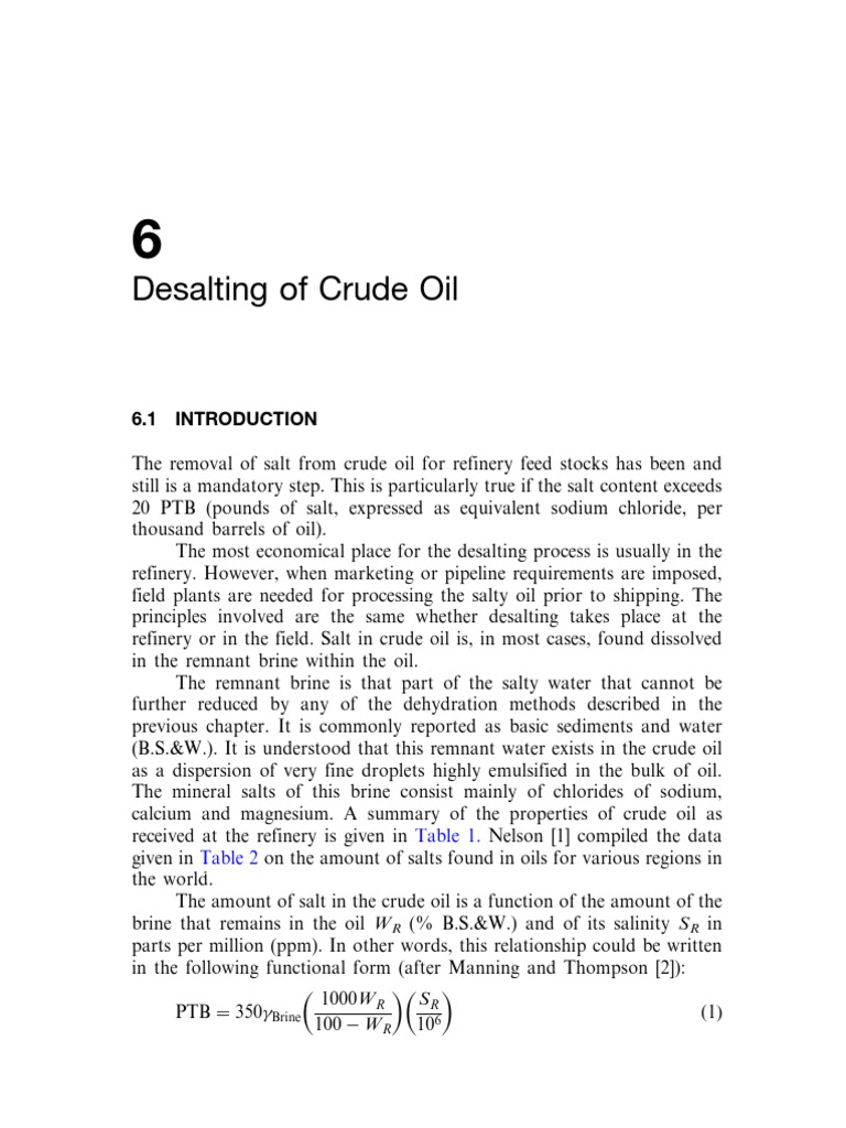 Desalting of Crude Oil: Table 1. Table 2 | PDF | Sodium Chloride | Salinity