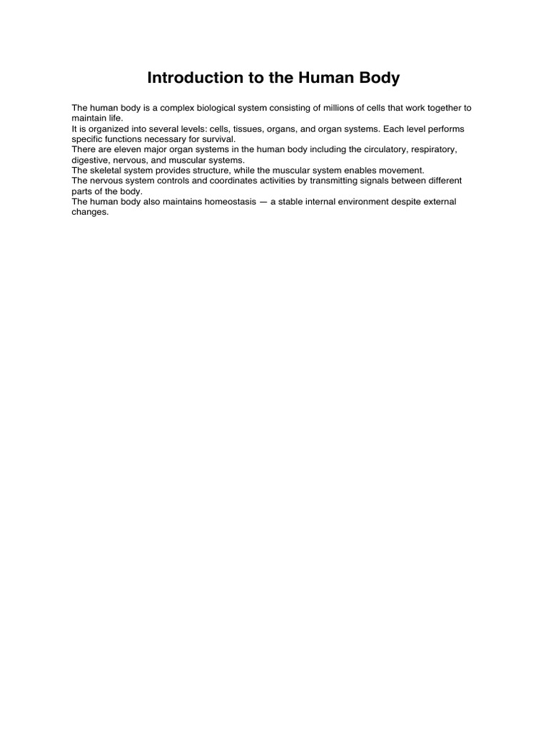 Overview of Human Body Systems | PDF