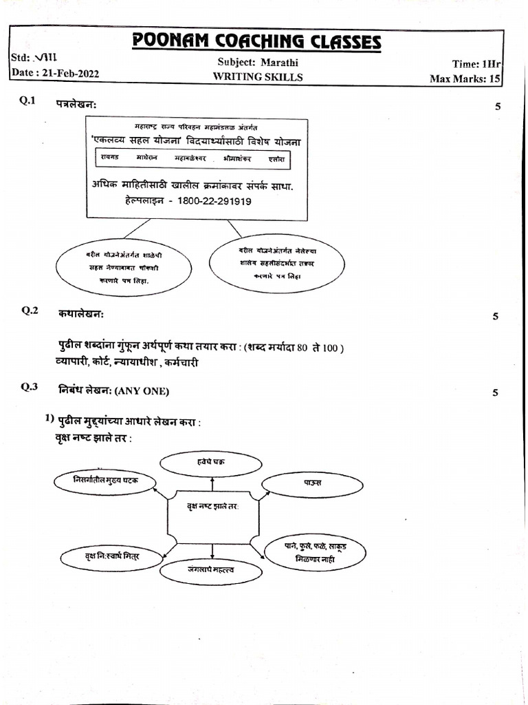 Viii Marathi Writing Skills | PDF