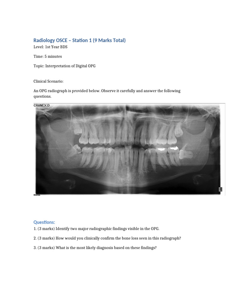 Radiology OSCE 1st Year BDS | PDF