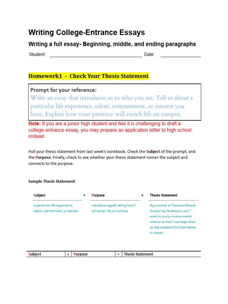 Copy of [Student]Week#2_College-Entrance Essays_v2 | PDF | Essays