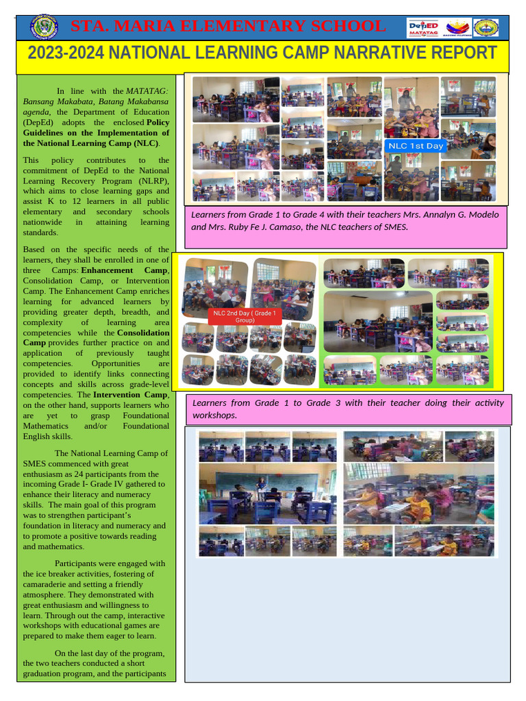 NLC Accomplishment Report 2023-2024 | PDF | Teachers | Literacy