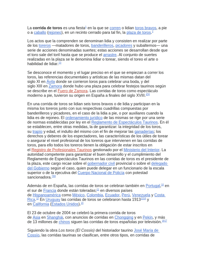 Historia y características de las corridas de toros | PDF | Toreo | Toro