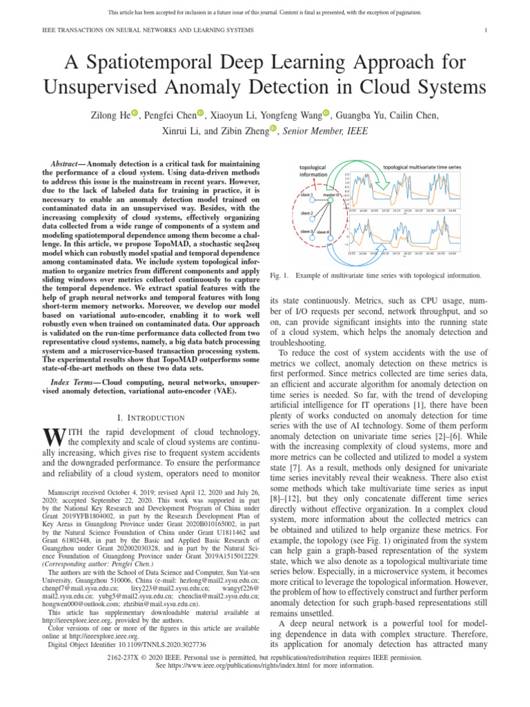 Unsupervised Anomaly Detection in Cloud Systems | PDF | Applied ...