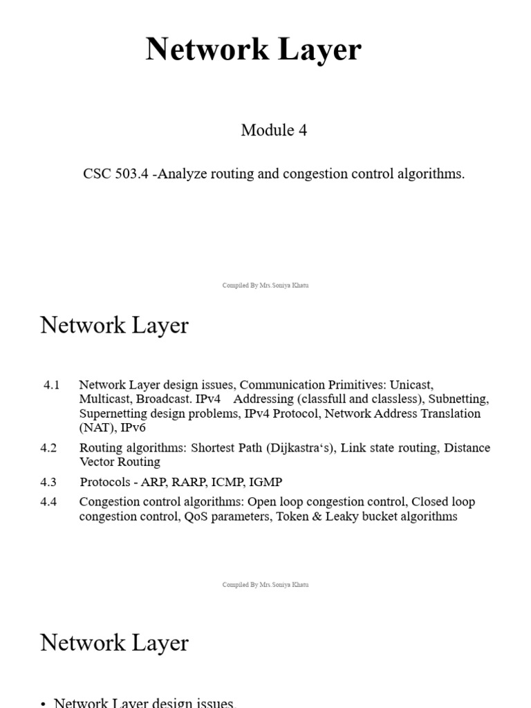 Network Layer Routing and Control Overview | PDF | Computer Network ...