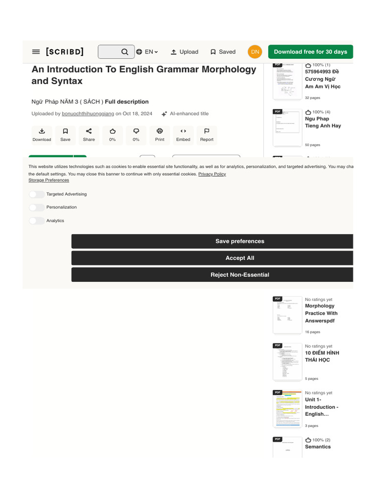 English Grammar for Grade 3 Guide | PDF | Scribd | Linguistics
