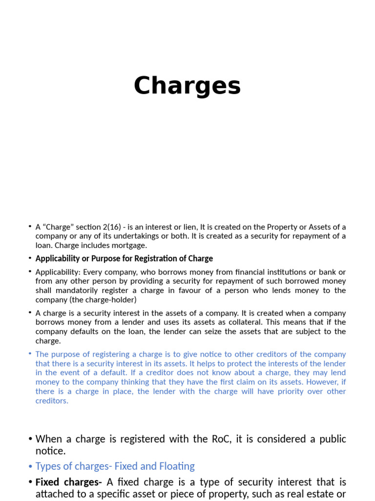 Understanding Company Charges and Registration | PDF | Security ...