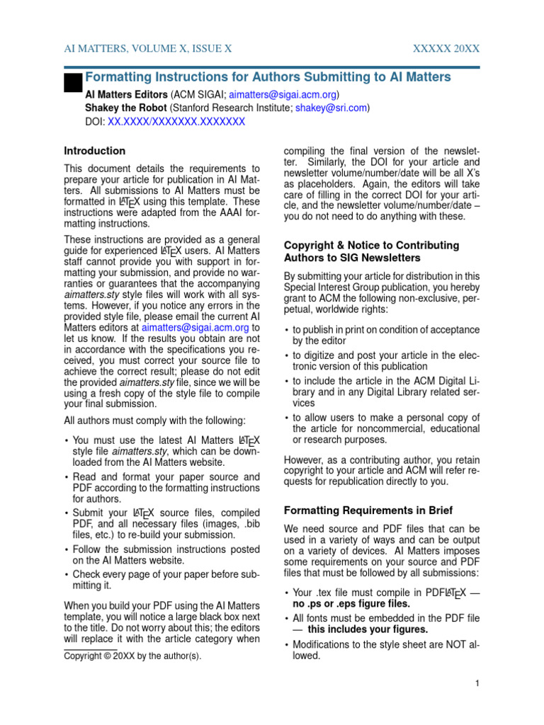 AI Matters Submission Formatting Guide | PDF | Image Resolution ...