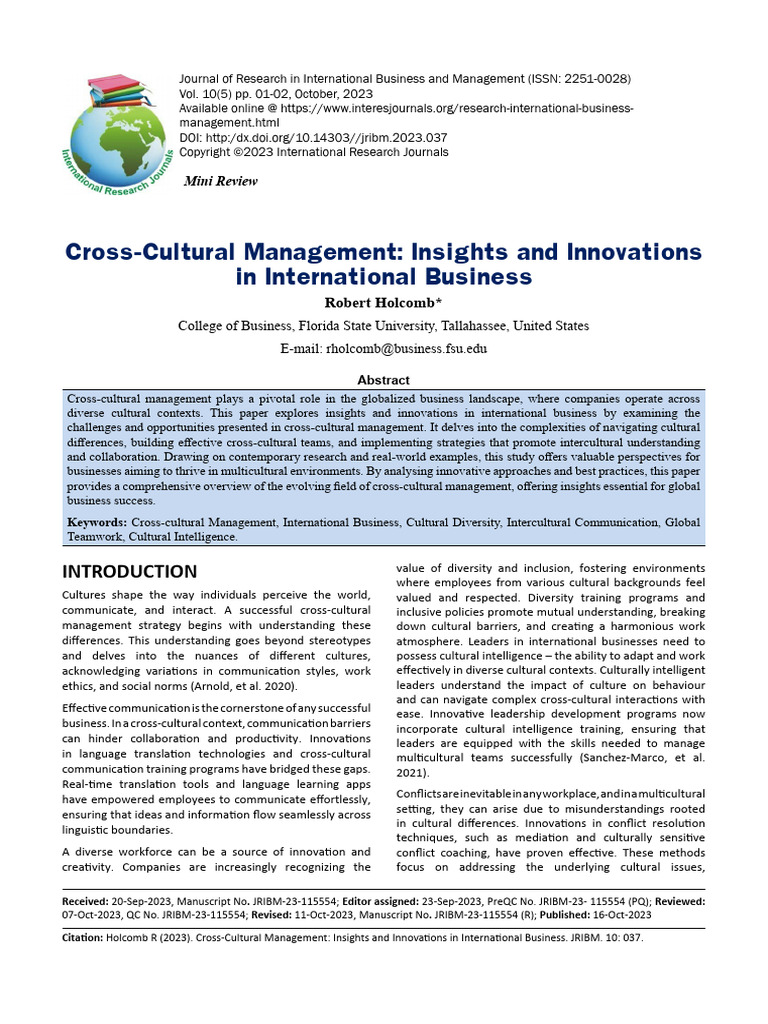 Cross-Cultural Management Insights | PDF | Cross Cultural Communication ...