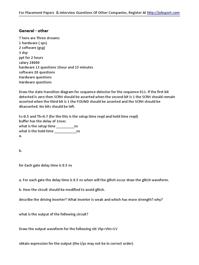 Hardware & Software Interview Prep | PDF | Computer Engineering | Areas ...
