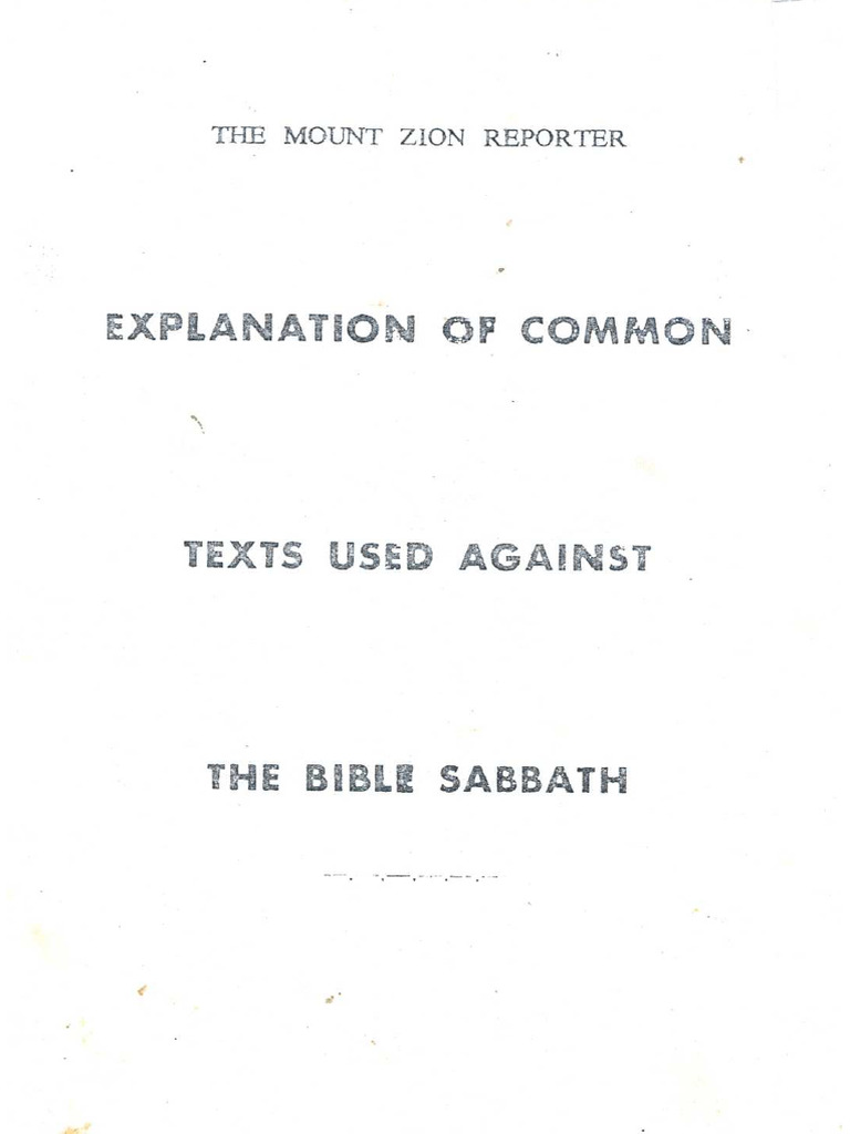 Explanation of Common Texts Used Against The Bible Sabbath | PDF