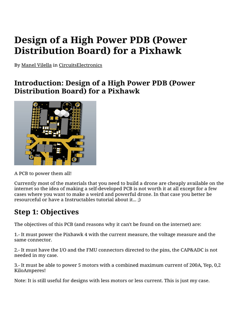 Design of A High Power PDB (Power Distribution Board) For A Pixhawk - 5 ...