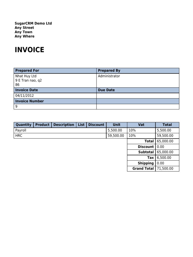 Invoice Nhat Huy 1500 | PDF