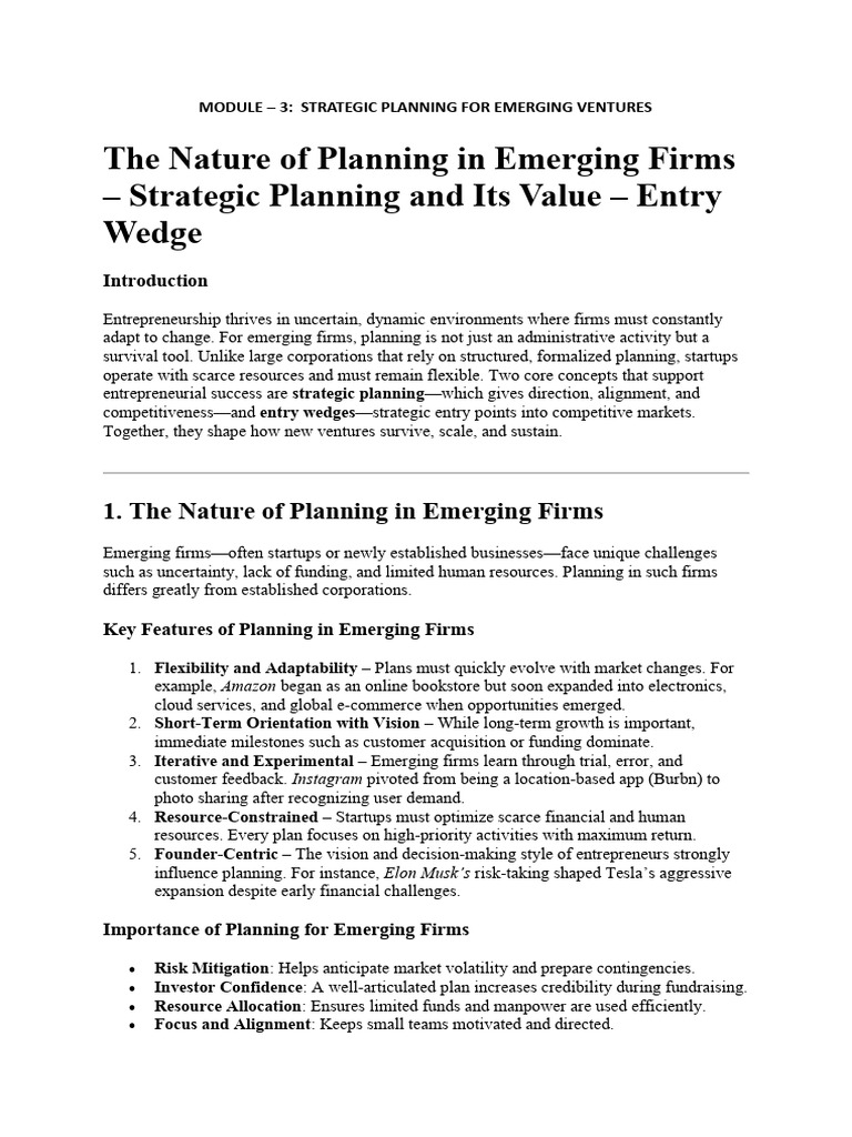 Strategic Planning for Startups | PDF | Entrepreneurship | Competitive ...