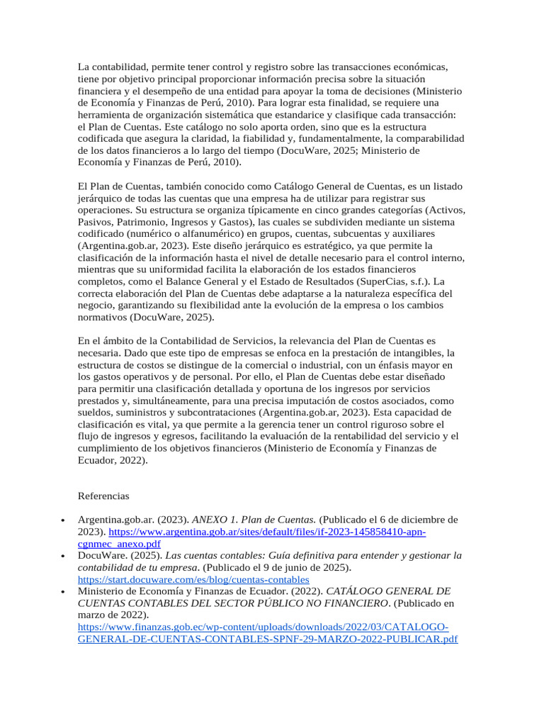 Importancia del Plan de Cuentas en Contabilidad | PDF | Contabilidad ...