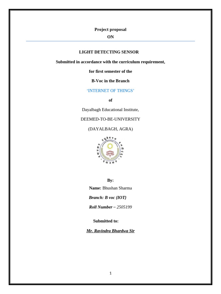 Light Detecting Sensor Project Proposal | PDF | Integrated Circuit ...