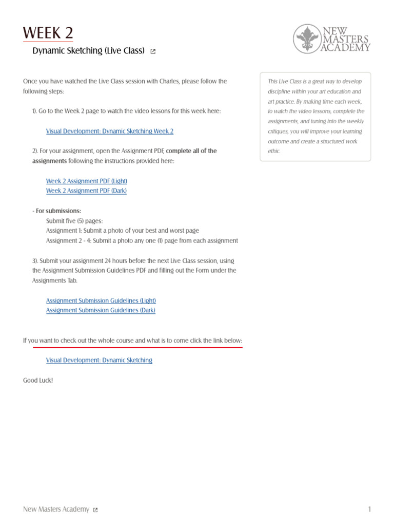 Dynamic Sketching LiveClass Week 2 Assignment LT | PDF