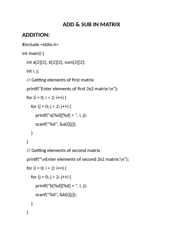 Matrix Prog | PDF | Matrix (Mathematics) | Mathematical Objects