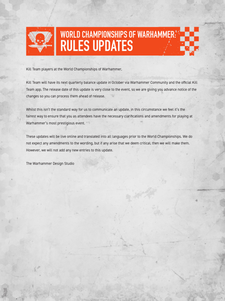 WCW Kill Team Rules Update Summary | PDF | Sniper | Military Science