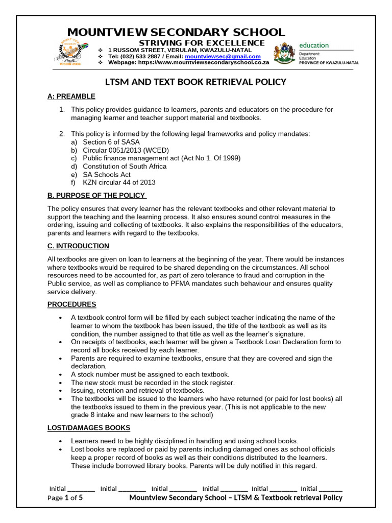 LTSM Textbook Retrieval Policy Guide | PDF | Textbook