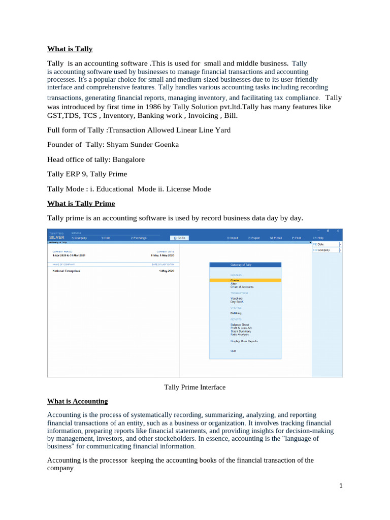 Understanding Tally Accounting Software | PDF | Debits And Credits ...