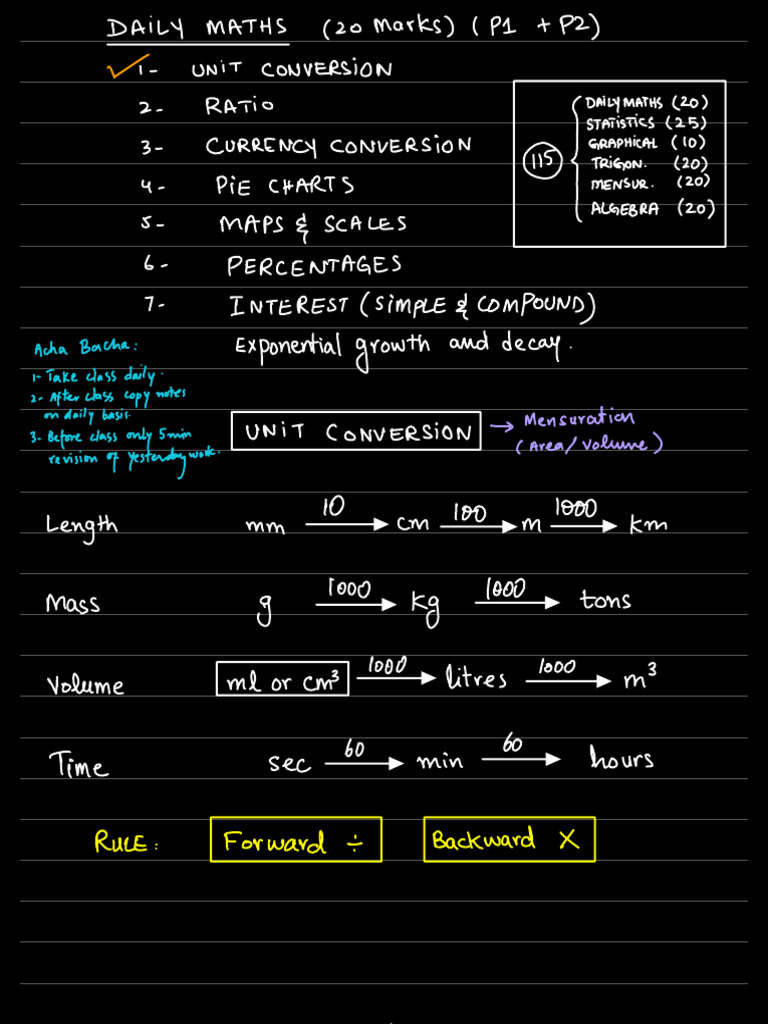 Daily Maths: Unit Conversion & Ratios | PDF | Interest