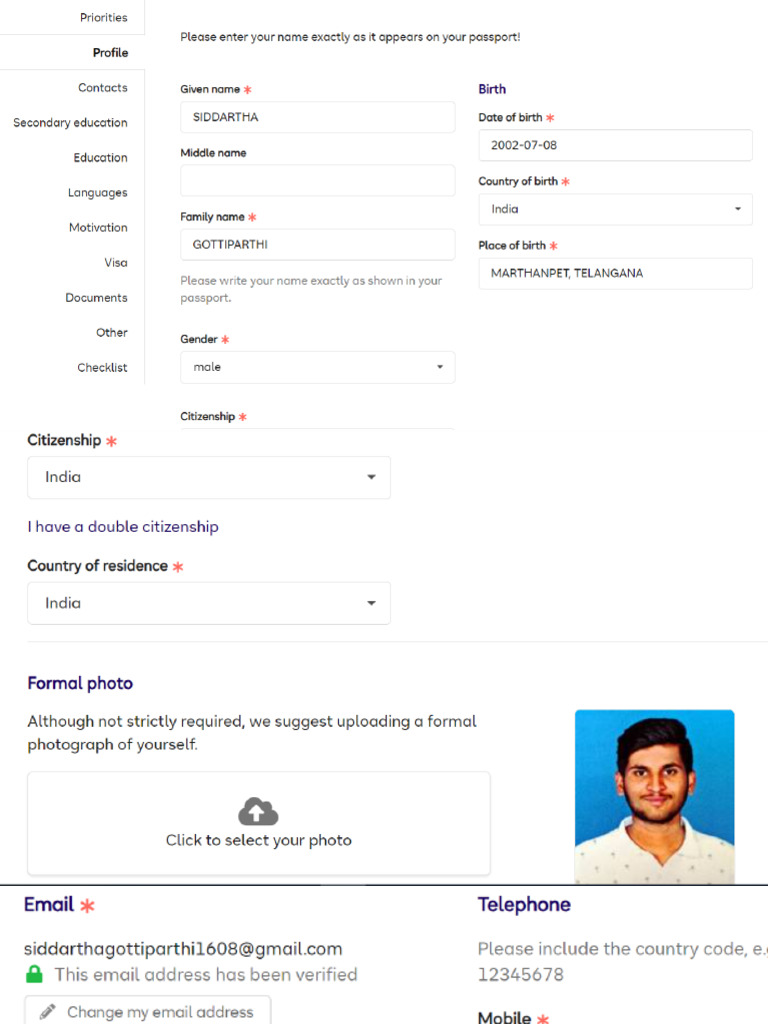 SRH Application Form | PDF