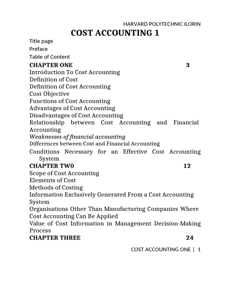 Cost Accounting Overview and Principles | PDF | Cost Accounting | Cost