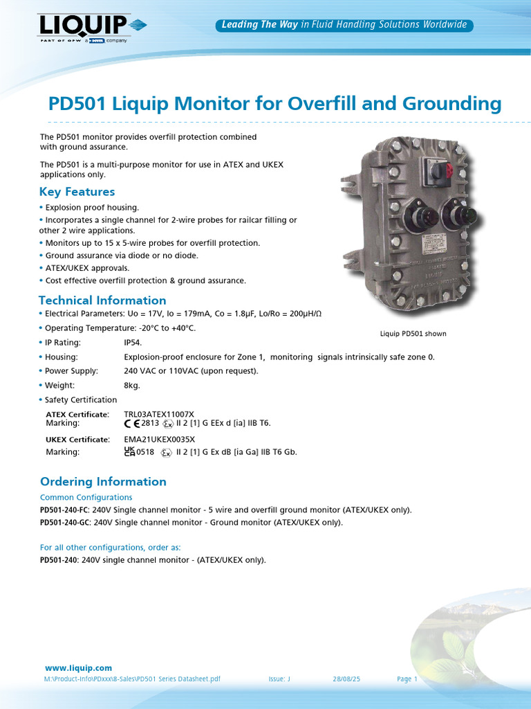 Pd501 Series Monitor Datasheet Pd00197 | PDF