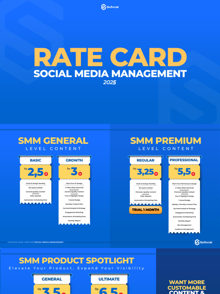 2025 Social Media Management Rate Card | PDF | Promotion And Marketing ...