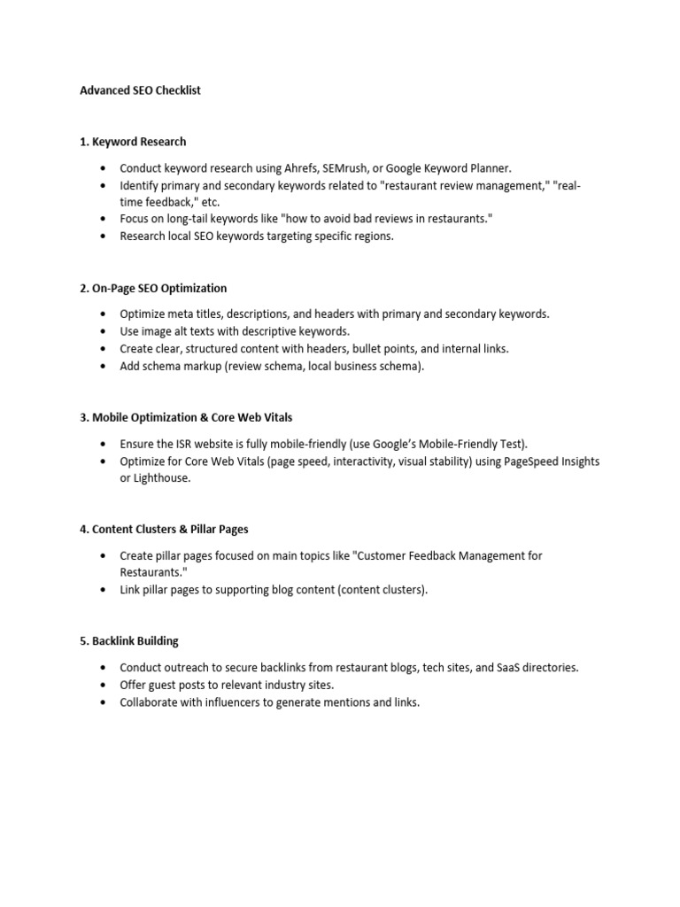 Advanced SEO Checklist | PDF | Search Engine Optimization | Computing