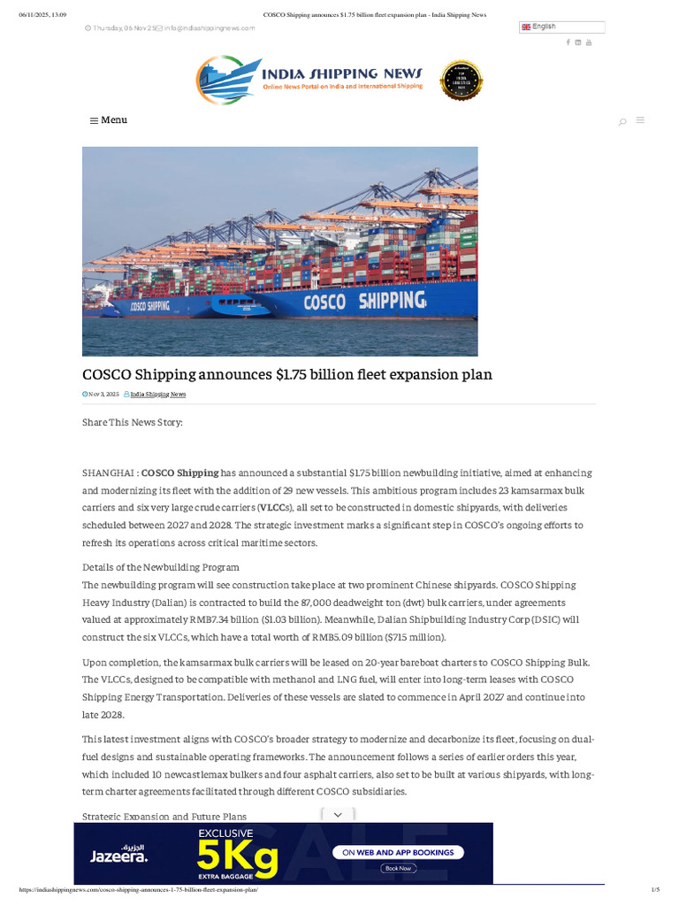 COSCO Shipping's $1.75B Fleet Expansion | PDF | Oil Tanker | Shipbuilding