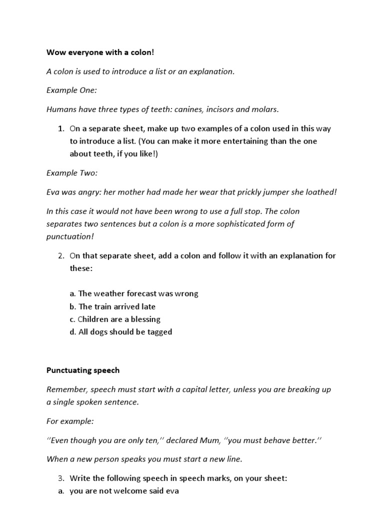 Mastering Colons and Dialogue Punctuation | PDF