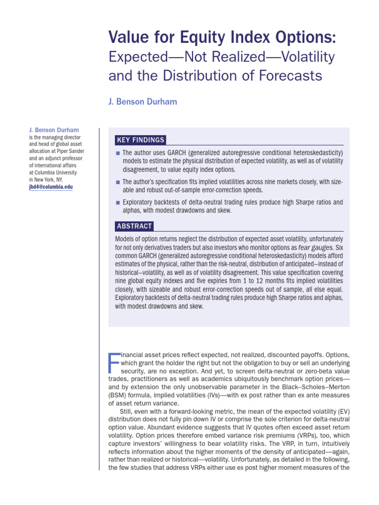 Estimating Volatility for Equity Options | PDF | Volatility (Finance ...