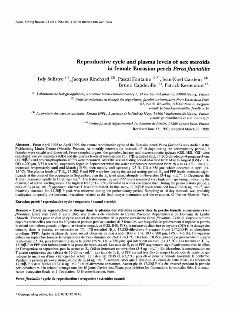 Eurasian Perch Reproductive Cycle Study | PDF | Endocrine System ...