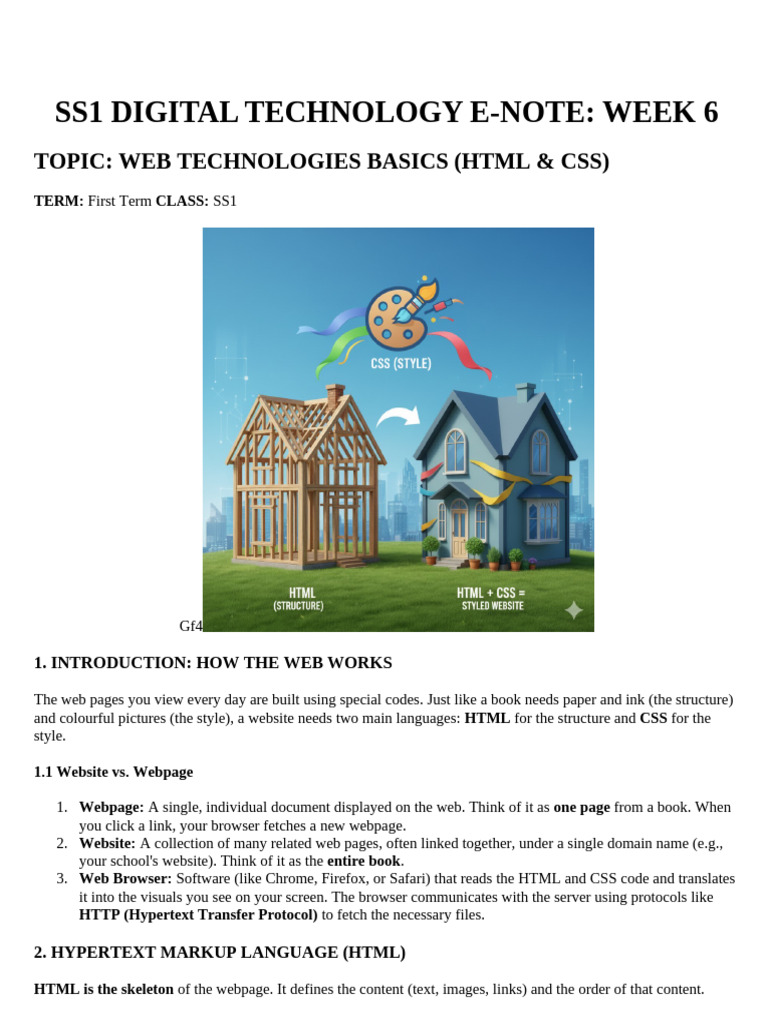 Web Technologies: HTML & CSS Basics | PDF | Html | Html Element