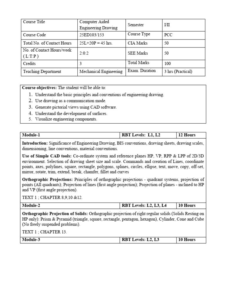 Computer Aided Engineering Drawing Course | PDF | Engineering ...