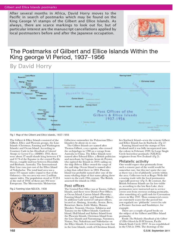Gilbert and Ellice Islands Postmarks Guide | PDF | Postage Stamp ...