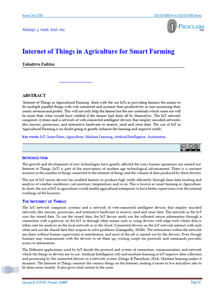 Internet of Things in Agriculture For Smart Farmin | PDF | Internet Of ...