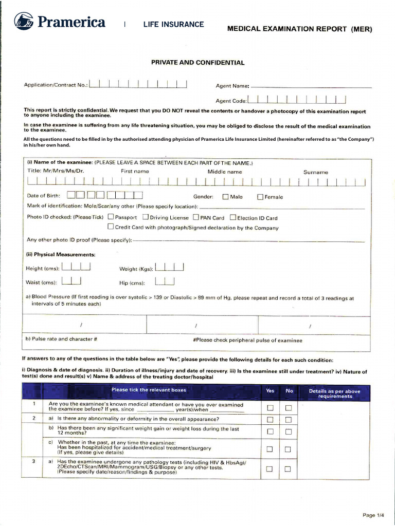 Mer Form Phy Medical | PDF