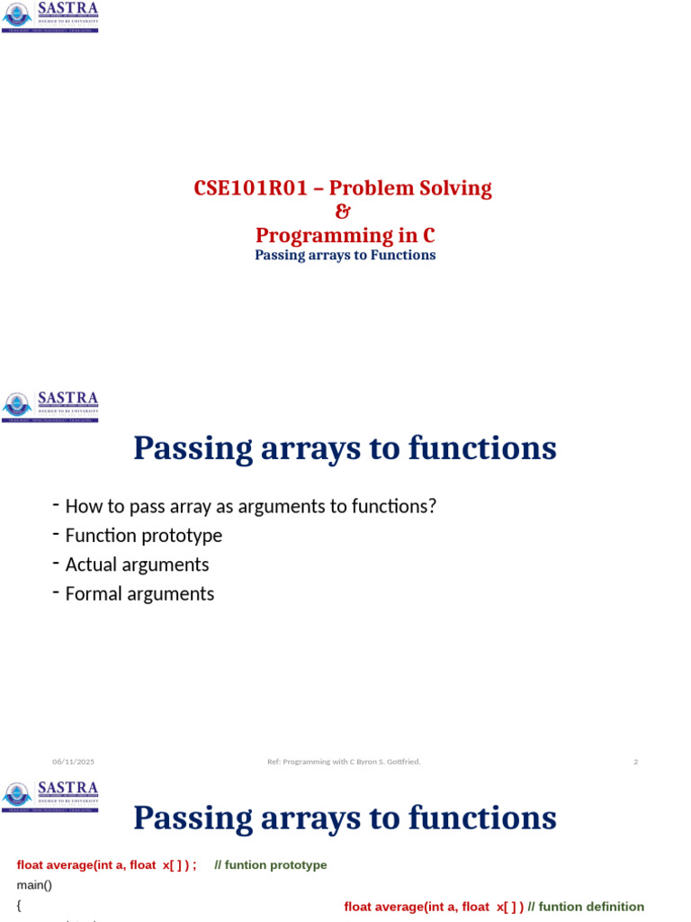 19. Passing Arrays to Functions | PDF | Software Development | Computing