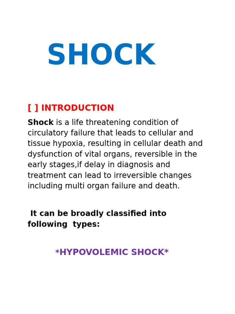 Shock | PDF | Shock (Circulatory) | Heart